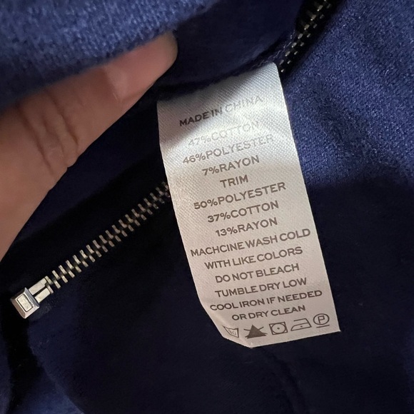 NWT HILL HOUSE Teddy Gender Neutral Zip Up Hoodie Jacket Navy Sz L - Picture 6 of 7